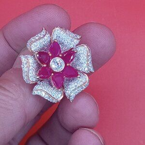 Rose Gold & White Flower Ring
